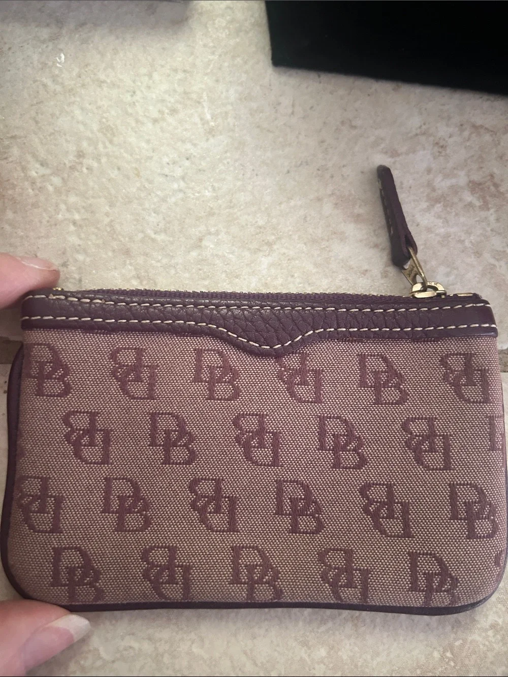 Dooney & Bourke Brown Monogram Zip Wristlet